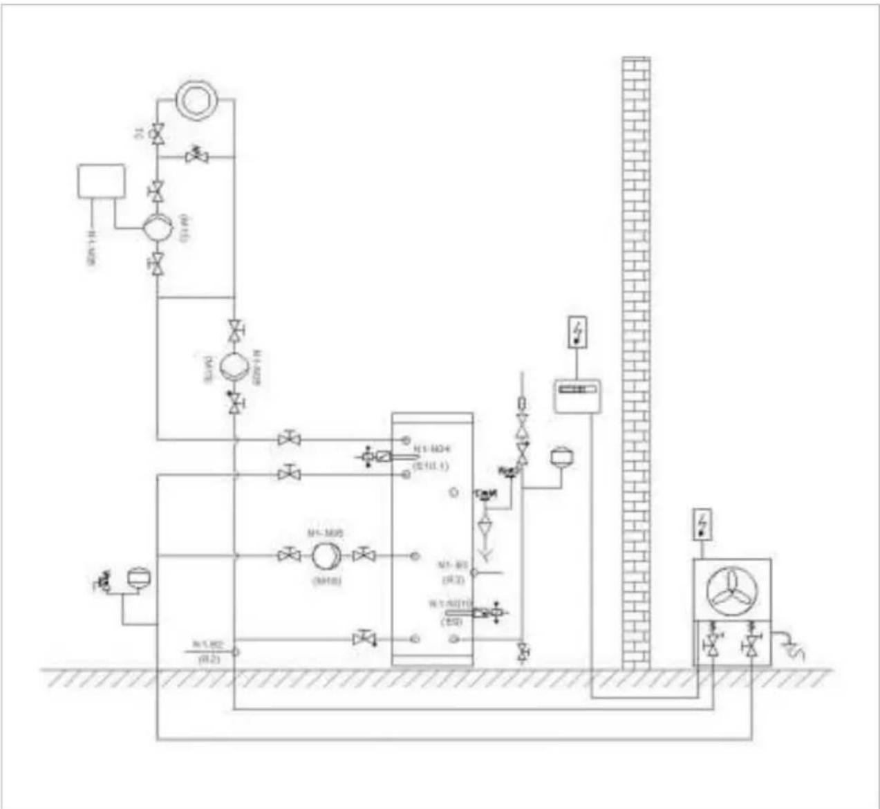 DIMPLEX ECS150HP-580 - Heat Pump and Buffer Cylinder Schematic - 1