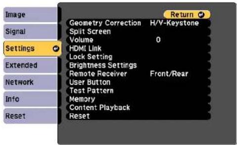 EPSON EB-L1065UNL - Settings Menu - 1