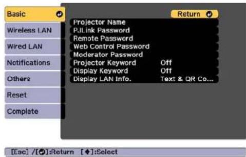 EPSON EB-L1065UNL - Selecting Wired Network Settings - 2