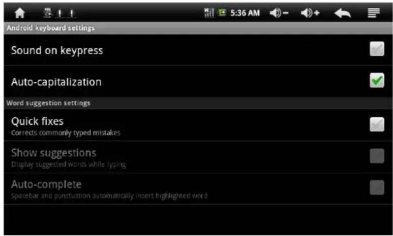 CURTIS LT7028 - ● Android Keyboard setting: - 1