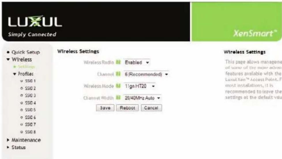 Luxul Xen XAP-1020 - Basic Wireless Settings - 1