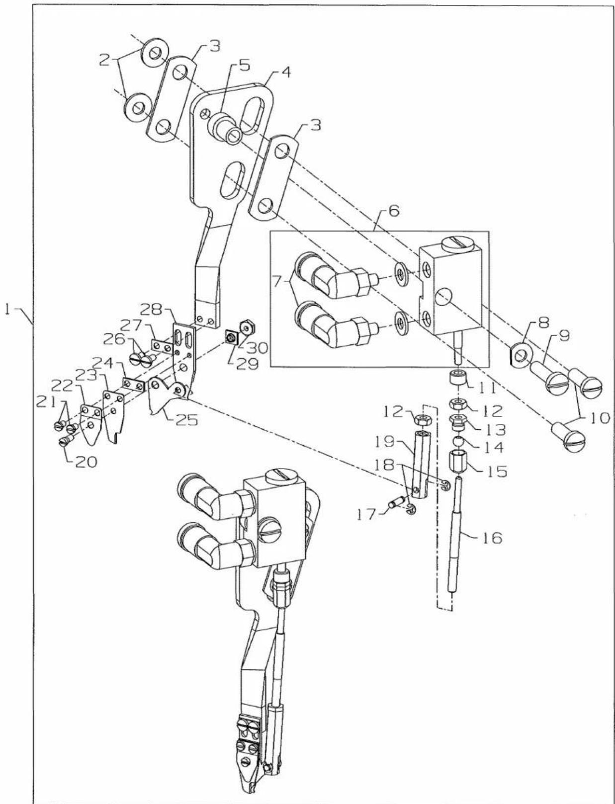 Union Special UT4CS1 - NEEDLE THREAD BLOWER ASSEMBLY - 1