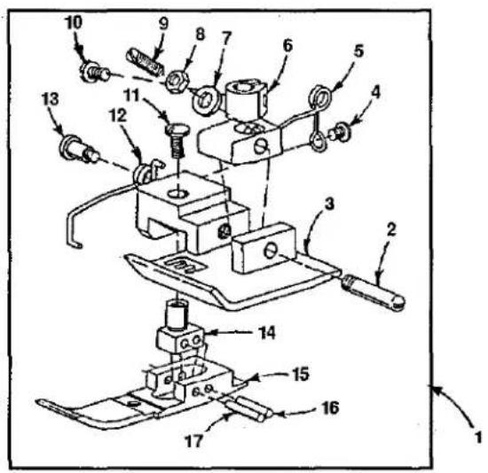 Union Special FS122C203MB - FAST ACTION TAPE CUTTER, THROAT PLATE SUPPORT &amp; COVERS FOR STYLES - 1