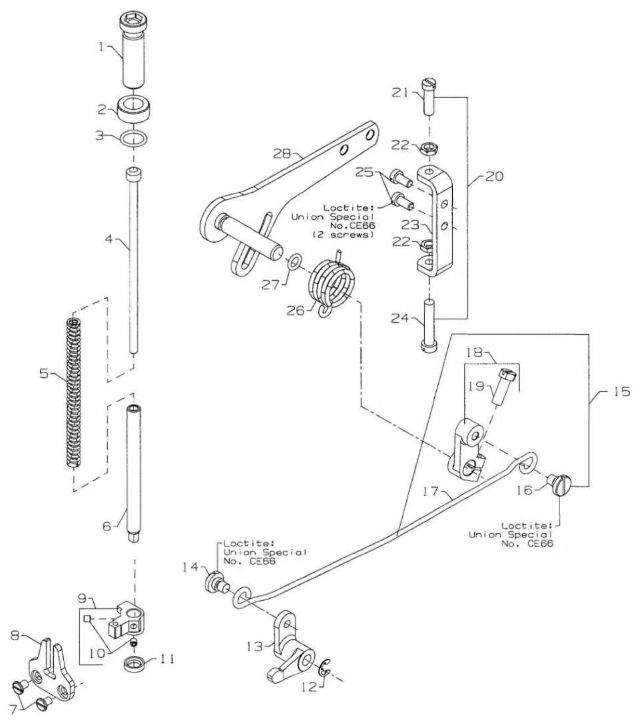 Union Special FS316L62 - TENSION RELEASE &amp; THREAD TENSION - 1