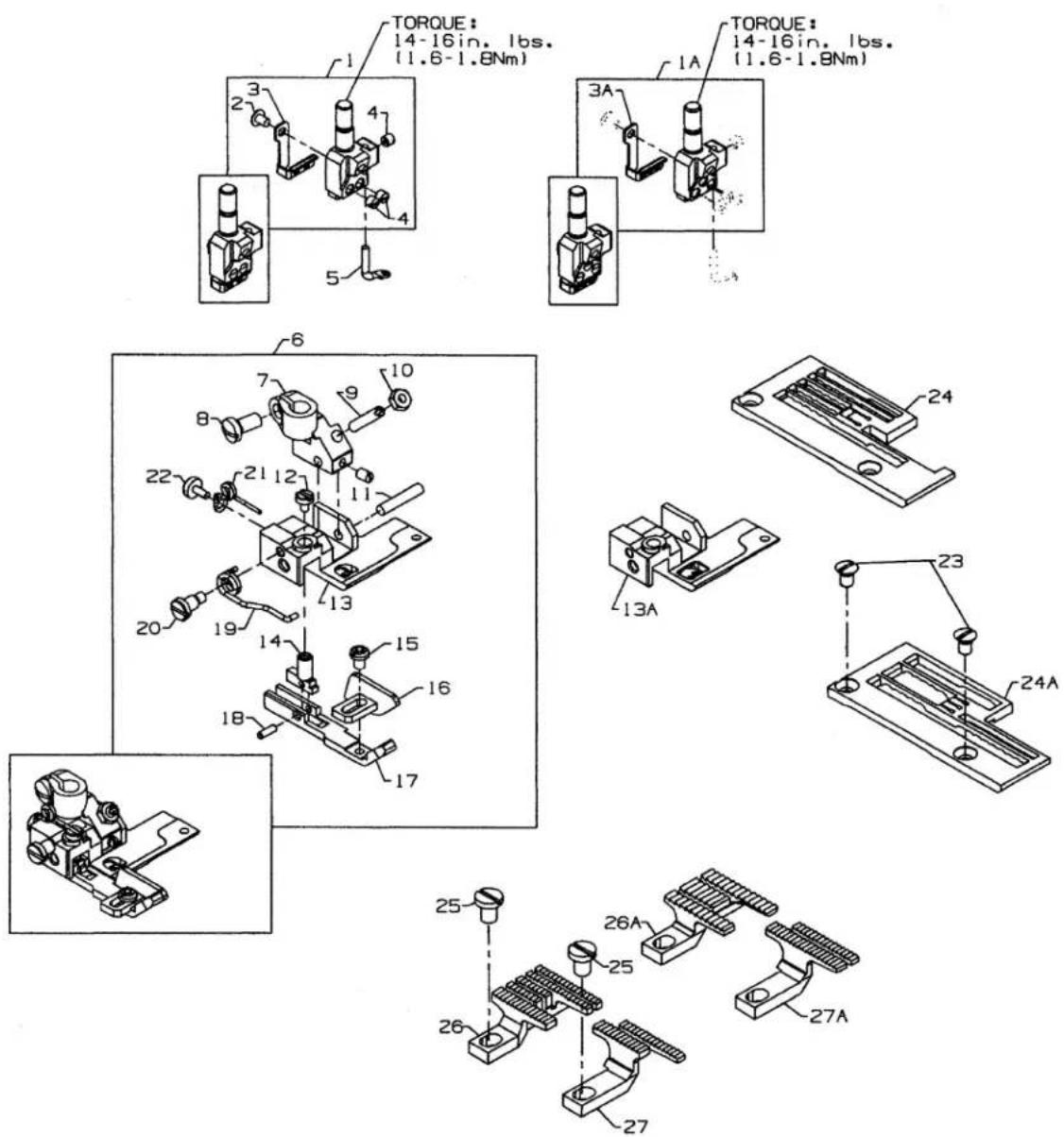 Union Special CS135H11 - COVERS LOWER BED - REAR - 1