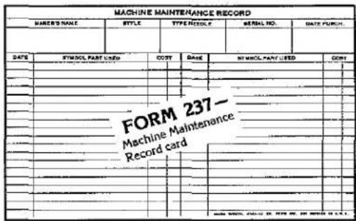 Union Special 200-8 - Machine Maintenance Records - 1