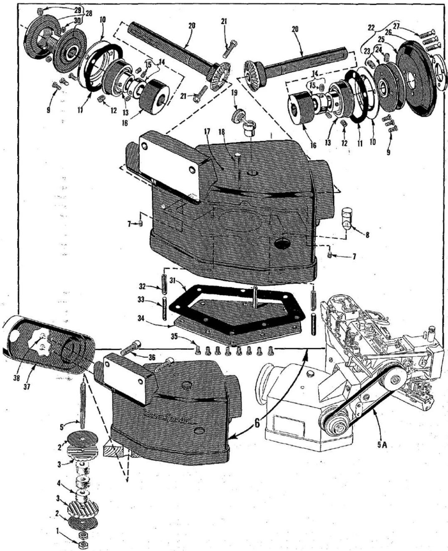 Union Special 36200B - REMOVING EXCESSIVE PLAY FROM GEAR SHAFT - 1