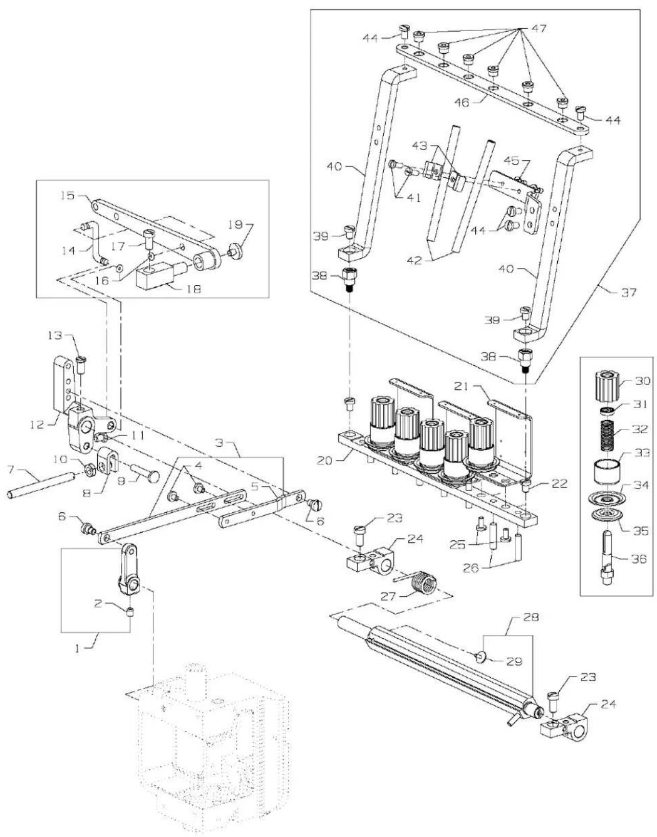 Union Special 36200UMD60 - CRANKSHAFT &amp; NEEDLE LEVER PARTS - 1