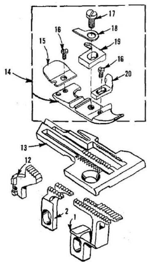 Technical diagram of a mechanical assembly with numbered parts, likely for assembly or repair instructions.