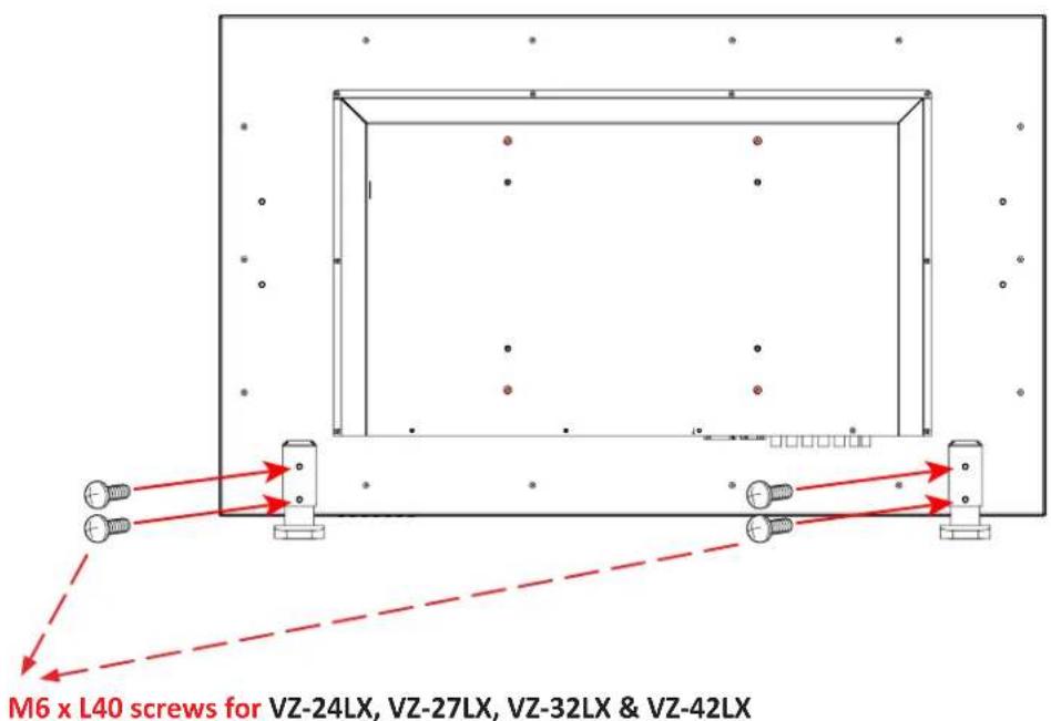 M6 x L40 screws for VZ-24LX, VZ-27LX, VZ-32LX & VZ-42LX