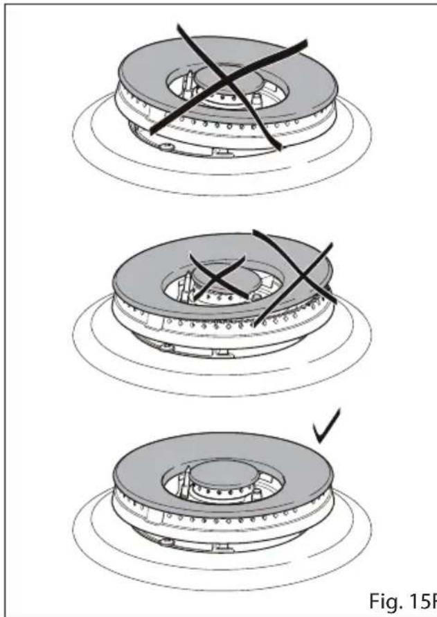CDA HVG671BL - CORRECT REPLACEMENT OF THE TRIPLE-RING COMPACT AND TRIPLE-RING (depending on your model, your cooktop may only have some of these burners - see pages 6, 7) - 6