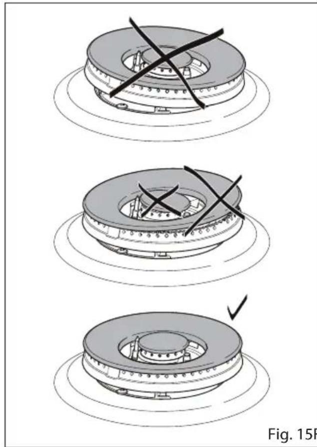 CDA HVG781BL - CORRECT REPLACEMENT OF THE TRIPLE-RING COMPACT AND TRIPLE-RING (depending on your model, your cooktop may only have some of these burners - see pages 6, 7) - 6