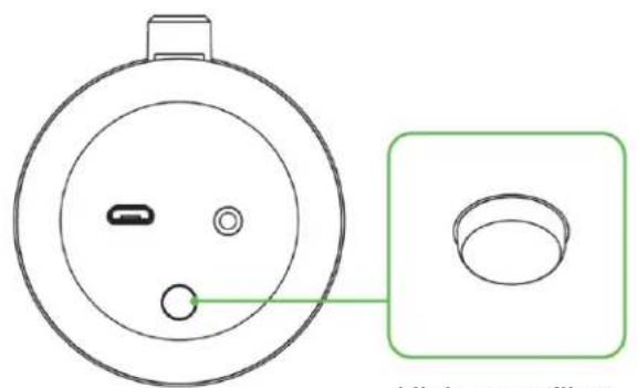 Diagram of a circular device with internal components and a separate circular inset (no text or symbols)