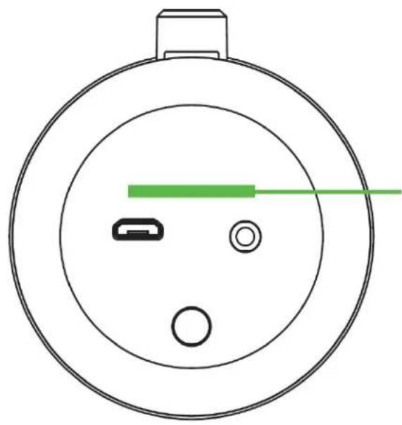 Simple line drawing of a circular device with internal components and a green horizontal line (no text or symbols)