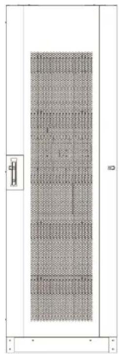 Technical line drawing of a door with grid pattern and side panel (no text or symbols)