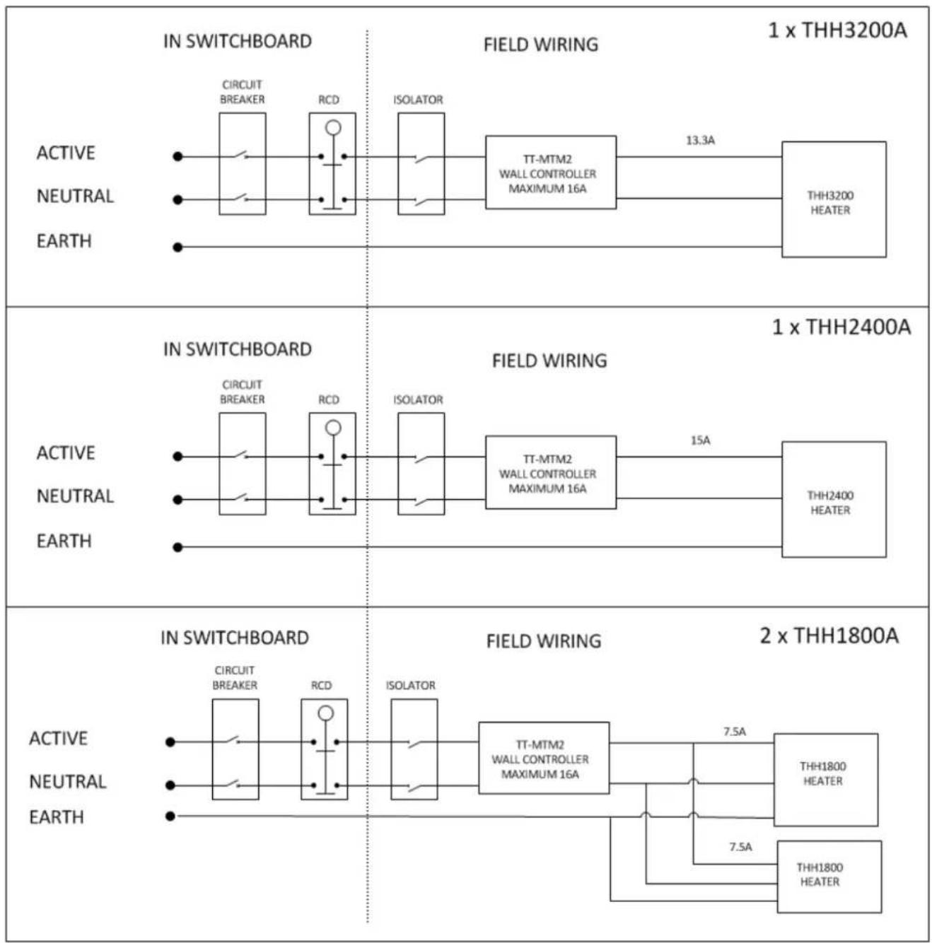 Heatstrip THS2400A - Heater wiring schematic diagrams - 1