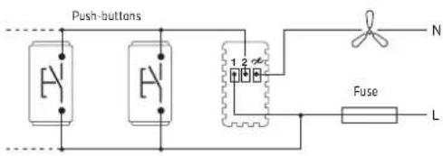 Push-buttons 1 2 N Fuse L