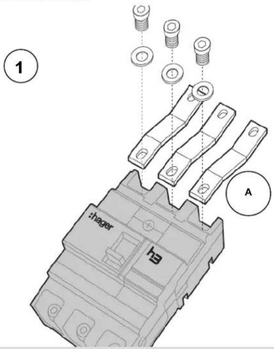 HAGER JN206BG - JN2 3 Pole MCCB/MCS incomer kit - 2