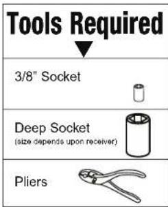 Tools Required 3/8" Socket Deep Socket (size depends upon receiver) Pliers