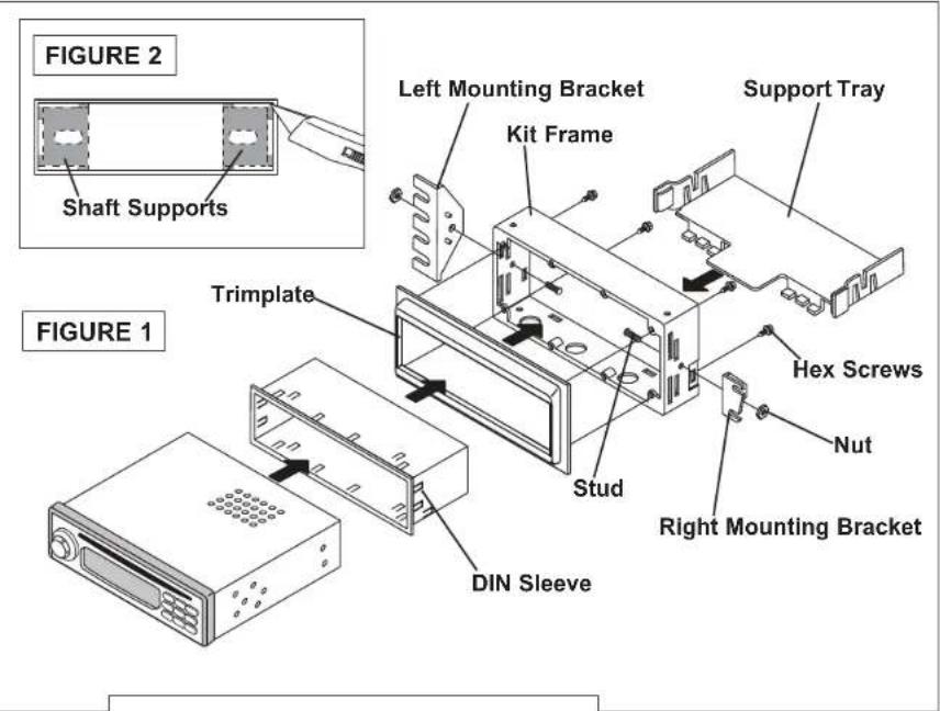FIGURE 2 Shaft Supports Left Mounting Bracket Kit Frame Support Tray Trimplate Hex Screws Stud Nut Right Mounting Bracket DIN Sleeve FIGURE 1