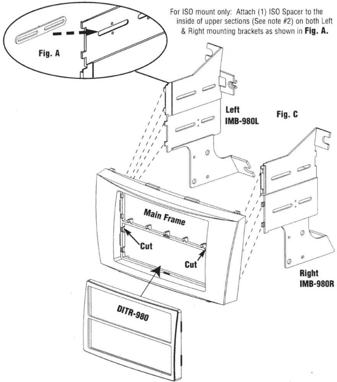 American International TOYK980 - - Spacers must read upright (This side up for DBL ISO install). - 1