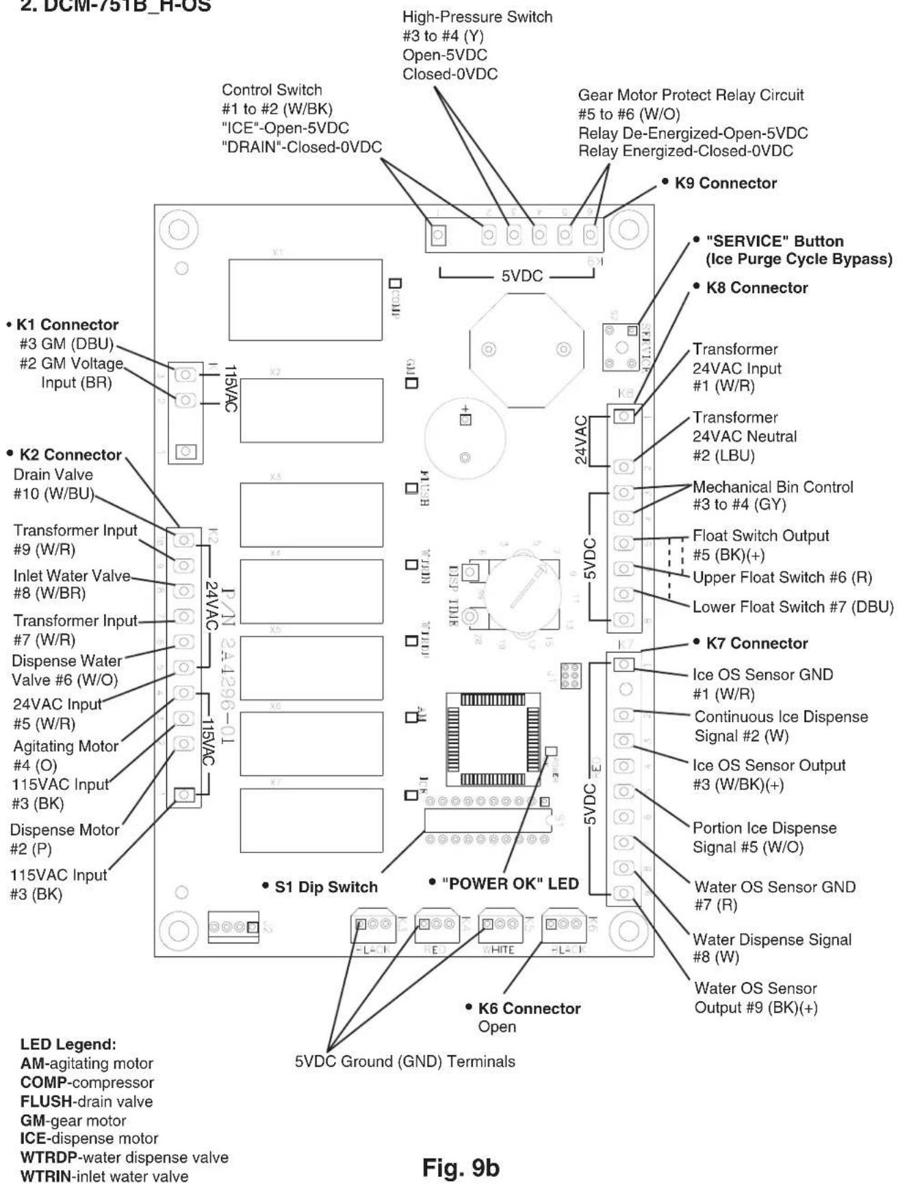 Hoshizaki DCM-751BWH - Control Board Layout - 2