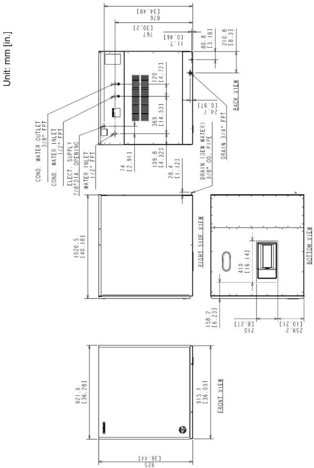 Hoshizaki KMH-2000SWH - Dimensions/Connections - 1