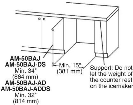 Hoshizaki AM-50BAE-ADDS - Between Two Cabinets Between a Cabinet and - 2