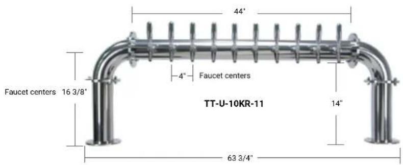 44" 4" Faucet centers 16 3/8" 14" 63 3/4" TT-U-10KR-11