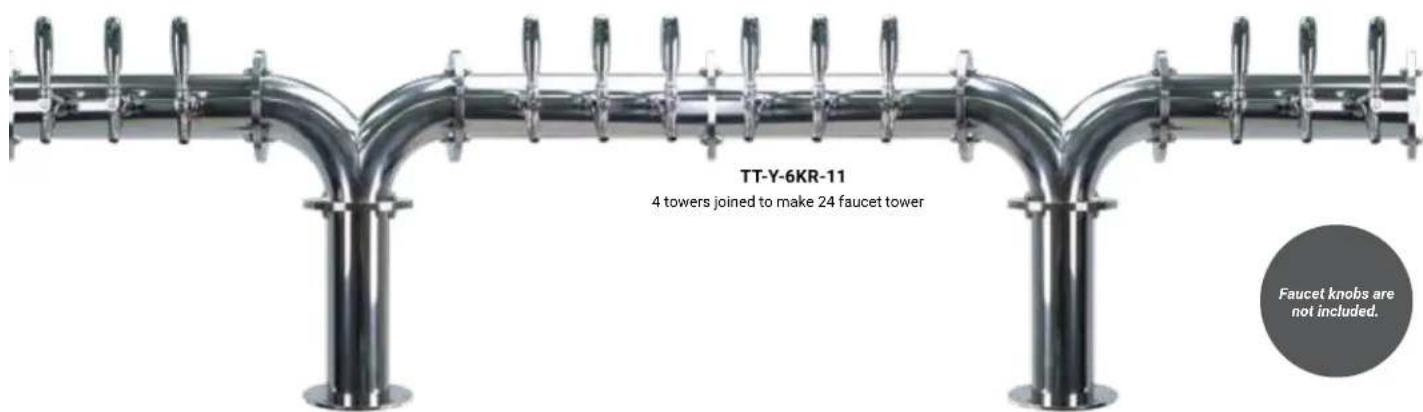 TT-Y-6KR-11 4 towers joined to make 24 faucet tower Faucet knobs are not included.