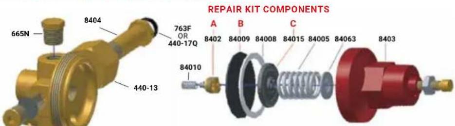 REPAIR KIT COMPONENTS 665N 8404 763F OR 440-17Q 440-13 A B C 8402 84009 84008 84015 84005 84063 8403 84010