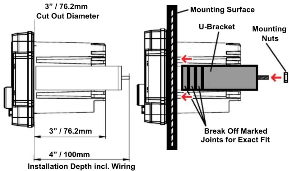MB QUART MBQX-STG2-RAD-1 - Installation Opening &amp; Depths Mounting Bracket Details - 1