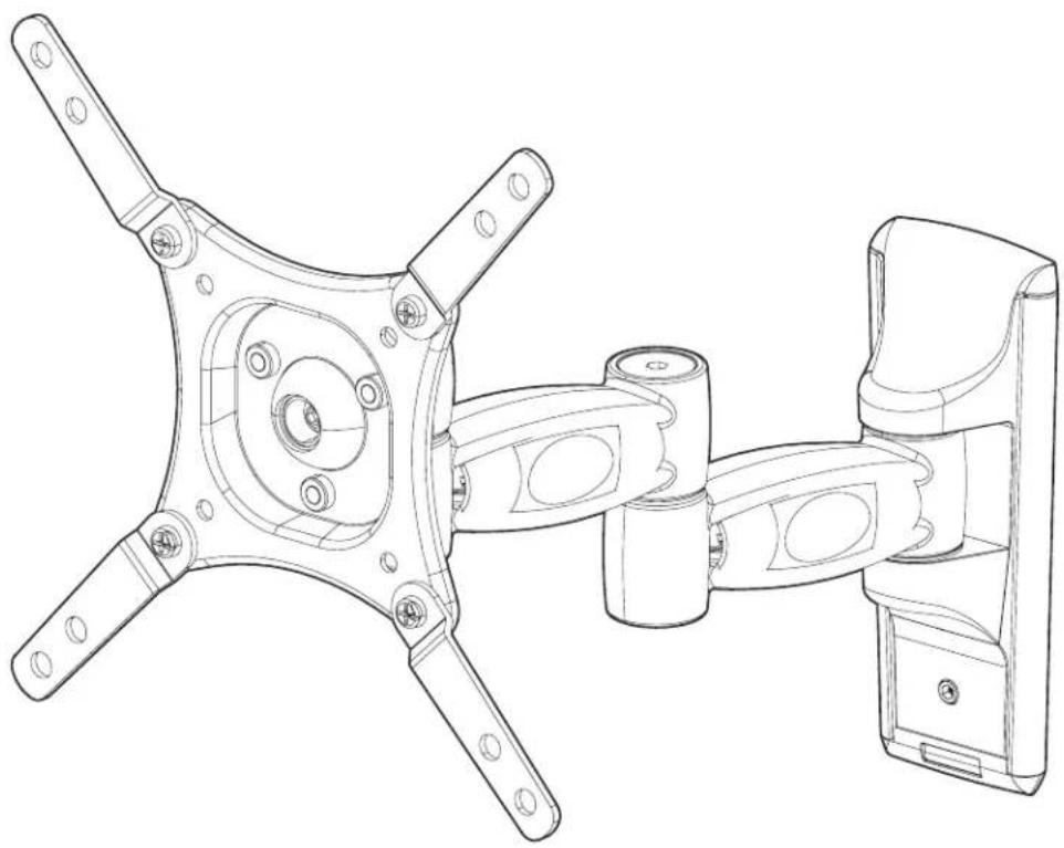 SunBriteTV SB-WM-ART1-S-BL - Weatherproof Universal Single-Arm Articulating Mount for Small Displays - 1