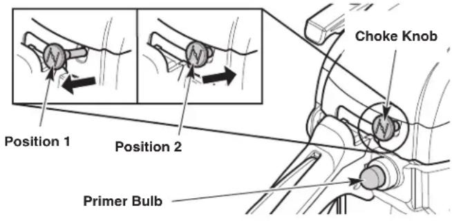 Position 1 Position 2 Choke Knob Primer Bulb