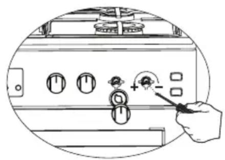 Line drawing of a hand pressing a button on an electrical panel (no text or symbols)