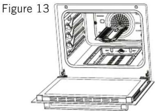 Line drawing of an open laptop with internal components and ventilation slots (no text or symbols)