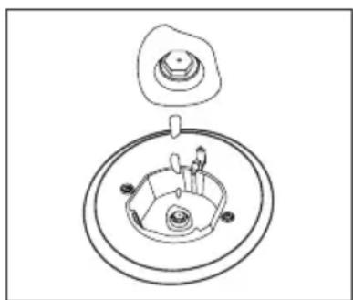 Technical line drawing of a mechanical component with concentric circles and mounting holes (no text or symbols)