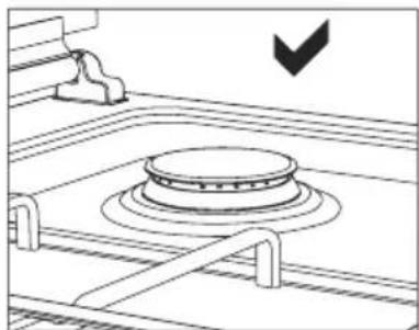 Line drawing of a gas stove with a circular vent and handle, no text or symbols present