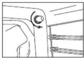 Line drawing of a mechanical component with a circular arrow indicating rotation (no text or symbols)