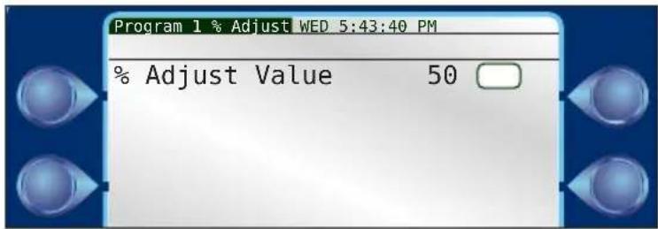 Program 1 % Adjust WED 5:43:40 PM % Adjust Value 50