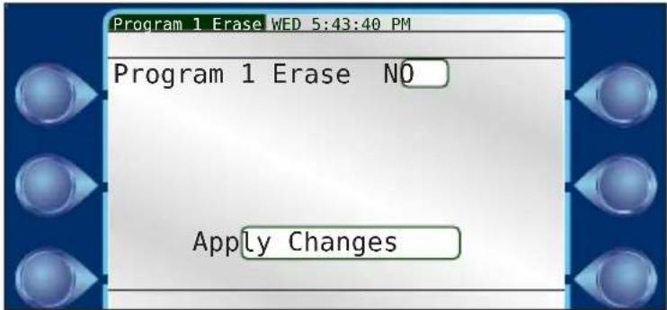 Program 1 Erase WED 5:43:40 PM Program 1 Erase NO Apply Changes