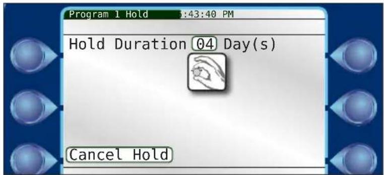 Program 1 Hold :43:40 PM Hold Duration 04 Day(s) Cancel Hold