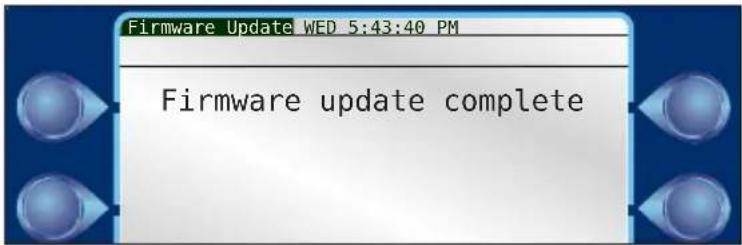 Firmware Update WED 5:43:40 PM Firmware update complete