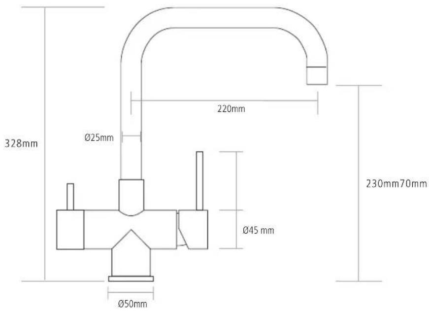 Caple JOY3IN1/GM - TAP DIMENSIONS - 2