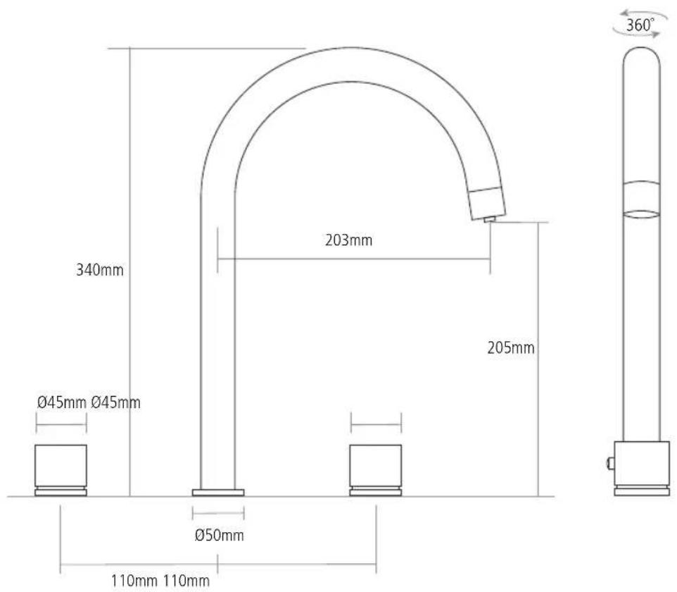 Caple VAP2/3IN1/GD - TAP DIMENSIONS - 6