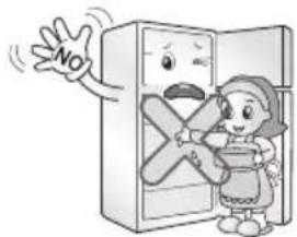 LG R-2012YVS - Do not touch food or containers at the freezer with wet - 1