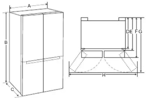 LG GCX-287TNSI - Dimensions and Clearances - 1