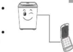 Simple line drawing showing a smiling computer connected to a mobile phone, with no text or symbols present.
