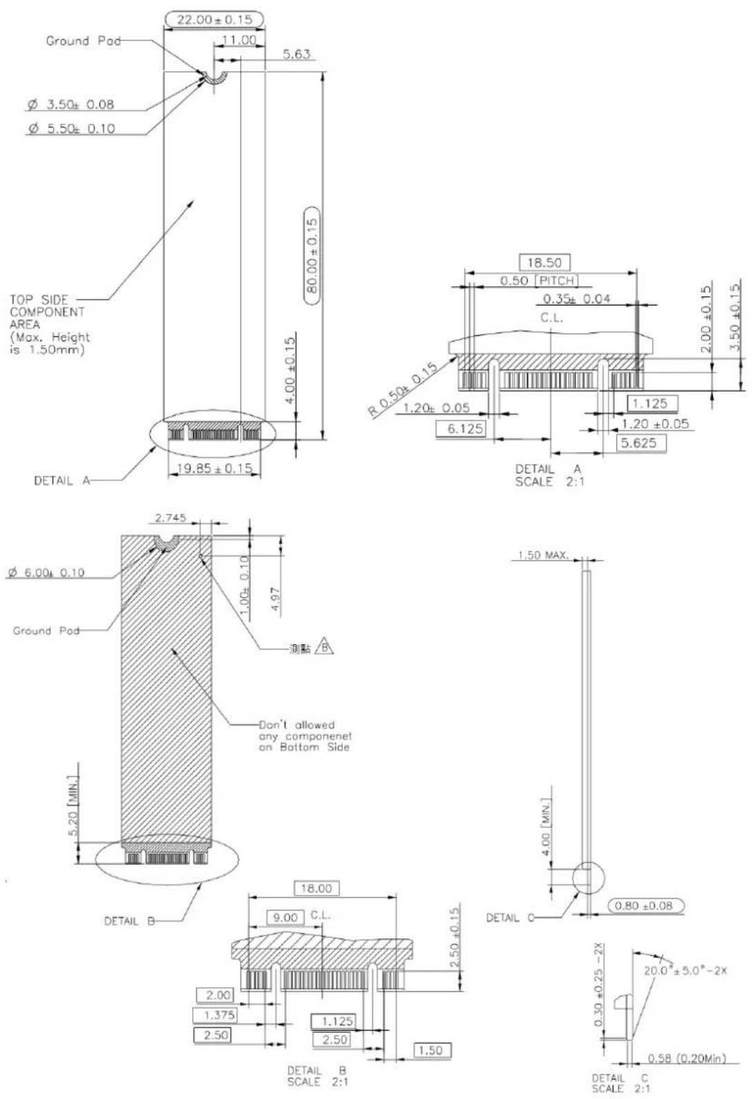 Advantech SQF-CM8 710 - Physical Dimension - 1