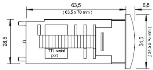 63,5 (63,5 x 70 mm ) 6,8 28,5 34,5 (34,5 x 76 mm ) TTL serial . port